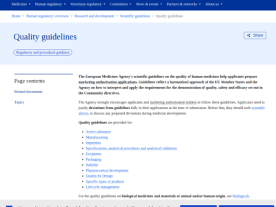 EMA Quality Guidelines