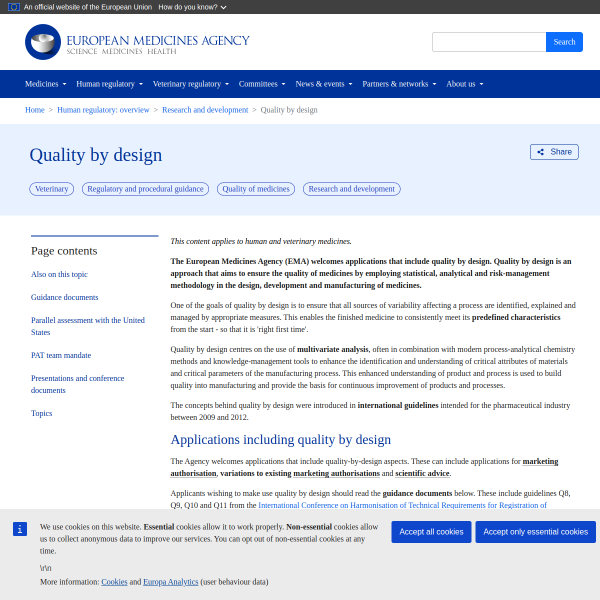 EMA Quality by design