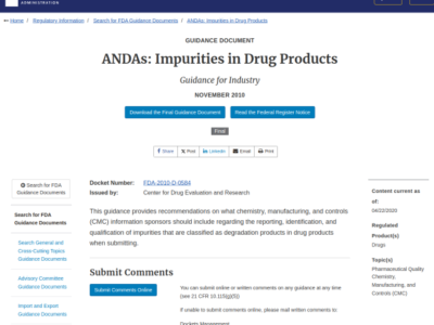 ANDAs: Impurities in Drug Products