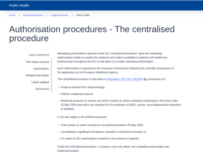 EC -- Centralized Authorisation Procedures