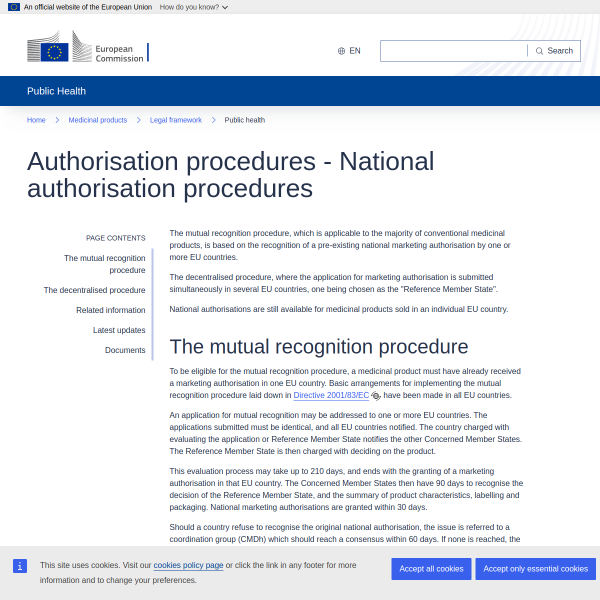 EC - National Authorisation Procedures