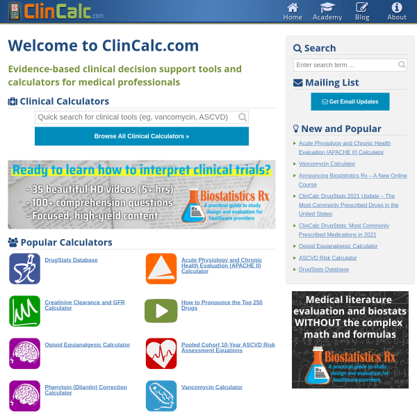 Clinical Calculators - ClinCalc.com