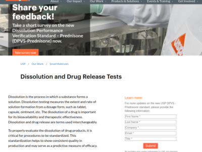 USP - Dissolution and Drug Release Tests