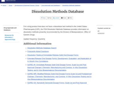 FDA - Dissolution Methods Database