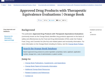 Approved Drug Products with Therapeutic Equivalence Evaluations | Orange Book