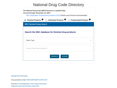 FDA- National Drug Code Directory