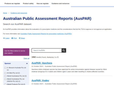 Australian Public Assessment Reports (AusPAR)